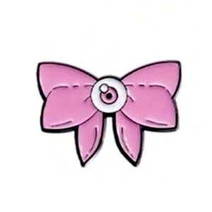 Pink Punk Secret Eye Bow Enamel Lapel Pin Brooch NWT